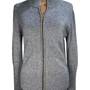 Calvin Klein Charcoal Gray Zip-Up Cardigan With Gold Accent Women’s XS